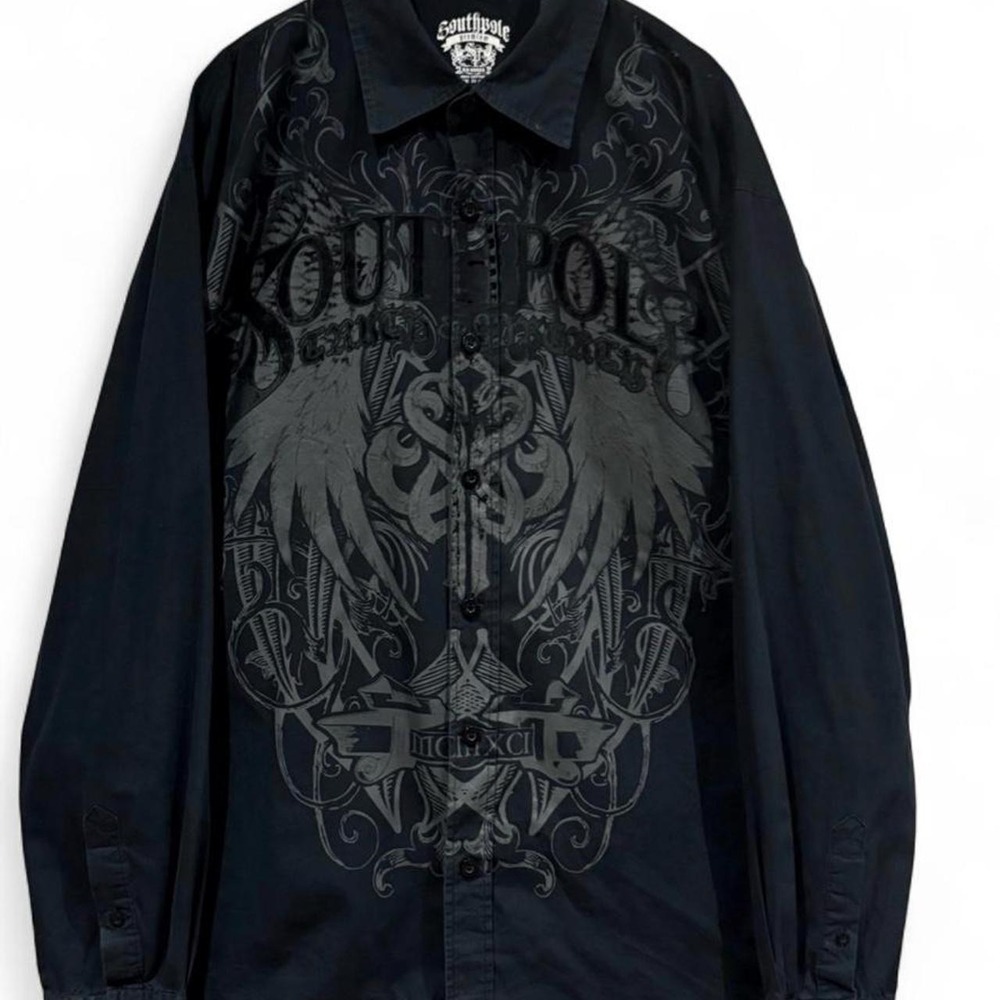 RARE Vintage Southpole black button up shirt